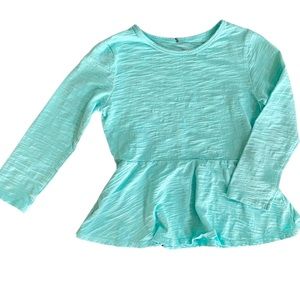 Girls Shirt, Flare Bottom, Teal, Garnet Hill Kids, Medium